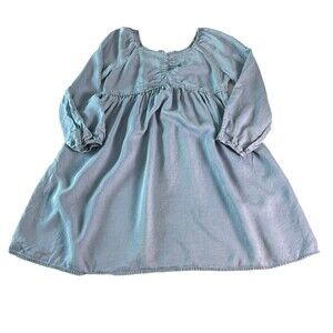 Charlotte by Cato Lyocell Denim Look Blue Long Sleeve Dress Women's L 4-16 Smock